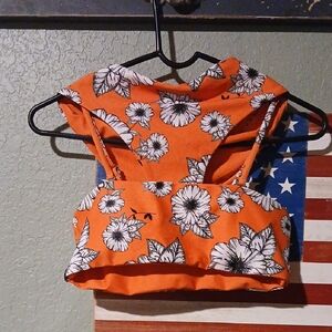 SHEIN Orange Floral Cropped Tank